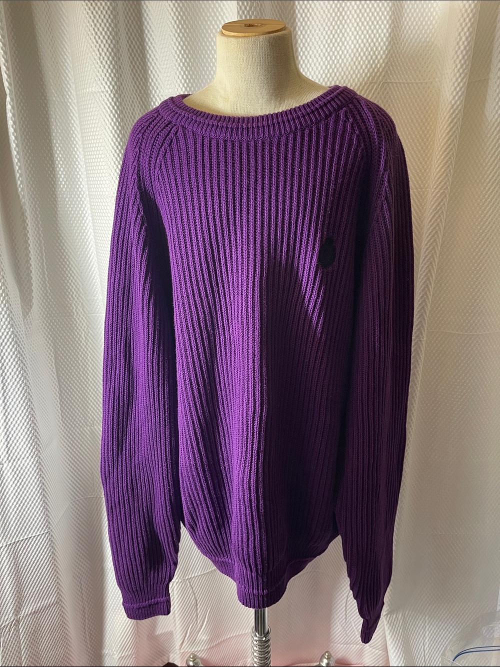 Chaps Ralph Lauren NWT Vintage Purple Ribbed Crewneck Sweater size medium - Picture 1 of 8